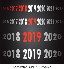 2019 New Year counter Christmas congratulation Black background