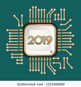 2019 New Year Creative Design for Your Greetings Card, Flyers, Invitation, Posters, Brochure, Calendar Background, and Banners