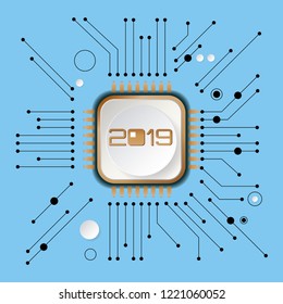 2019 New Year Creative Design for Your Greetings Card, Flyers, Invitation, Posters, Brochure, Calendar Background, and Banners