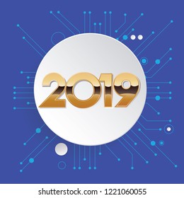2019 New Year Creative Design for Your Greetings Card, Flyers, Invitation, Posters, Brochure, Calendar Background, and Banners