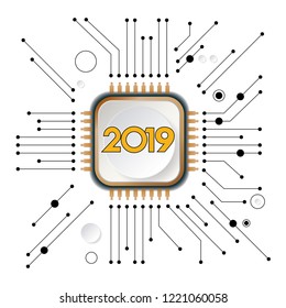 2019 New Year Creative Design for Your Greetings Card, Flyers, Invitation, Posters, Brochure, Calendar Background, and Banners