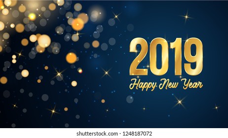2019 new year. elegant gold texture. abstract blurred background. Eps 10 vector.