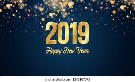 2019 new year. elegant gold texture. abstract blurred background. Eps 10 vector.