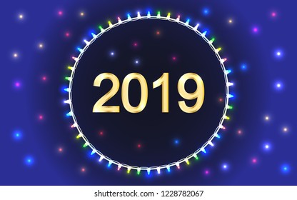 2019 new year. Excellent background examples for your cards and flyers.