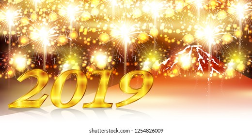 2019 New Year Fireworks background