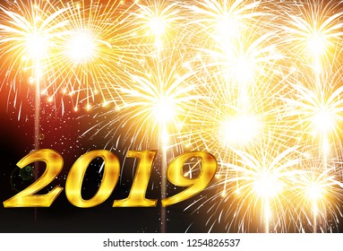 2019 New Year Fireworks background