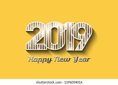 2019 New Year in Gold and Silver colors - Vector Illustration