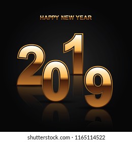 2019 new year golden text vecor background.