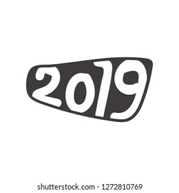 2019 new year in hand drawn doodle style.