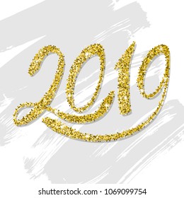 2019 New Year. Hand written lettering. Happy Holidays card design. Vector illustration