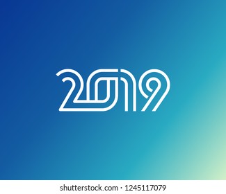2019 New Year linear vector design template. 