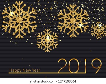 2019 New Year and Merry Christmas Background. Vector Illustration EPS10