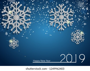 2019 New Year and Merry Christmas Background. Vector Illustration EPS10