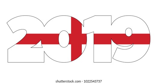 2019 New Year numbers from England flag isolated on white background