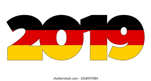 2019 New Year numbers from Germany flag isolated on white background