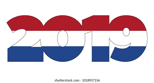 2019 New Year numbers from Netherlands flag isolated on white background