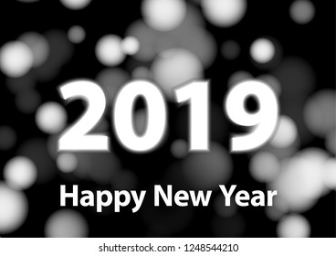 2019 new year numbers silver blurred background happy new year
