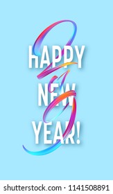 2019 New Year on the background of a colorful brushstroke oil or acrylic paint design element. Vector illustration EPS10