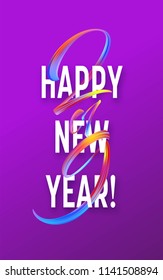 2019 New Year on the background of a colorful brushstroke oil or acrylic paint design element. Vector illustration EPS10