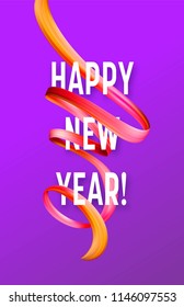 2019 New Year on the background of a colorful brushstroke oil or acrylic paint design element. Vector illustration EPS10