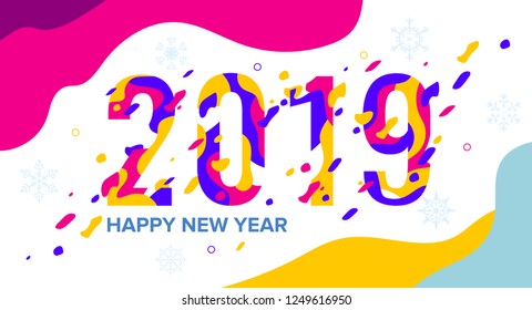 2019 New Year on the background of a colorful, Vector illustration.