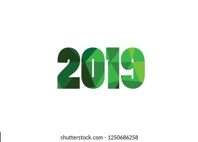 2019 New Year on the background of a colorful brushstroke oil or acrylic paint design element. Vector illustration EPS10