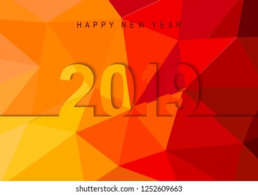 2019 New Year on the background of a colorful geometric shape. vector background eps10