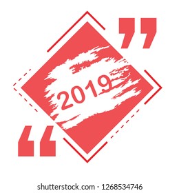 2019 new year with red shape retro style .