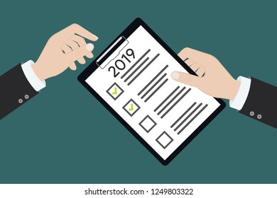 2019 new year resolution and target business check list together planning