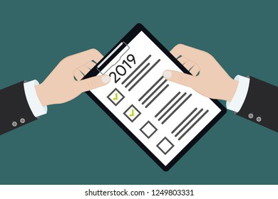 2019 new year resolution and target business check list together planning