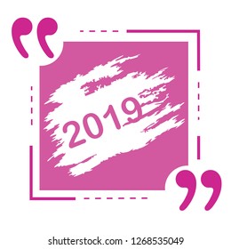 2019 new year with retro concept. Red shape with scratch.