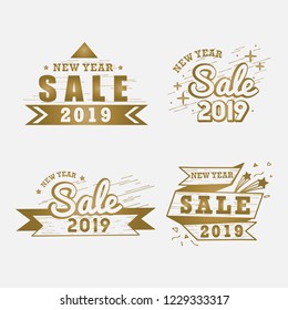 2019 new year sale badge vector set