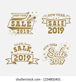 2019 new year sale badge vector set