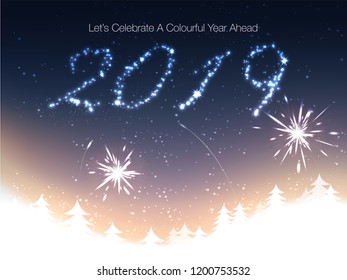 2019 New Year Snowy firework Celebration