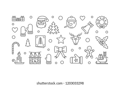 2019 New Year vector illustration with thin line horizontal design