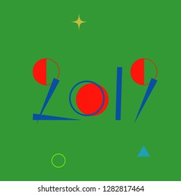   
2019 New Year vector numbers on memphis pattern background with geometric elements.   Eps 10 vector illustration.