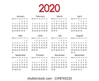 2019 new year vector red calendar modern simple design with round san serif font,Holiday event planner,Week Starts Sunday