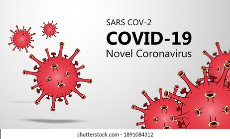 2019 novel coronavirus (2019-nCoV) Virus cell icon red linear wireframe style with text and vector illustration.