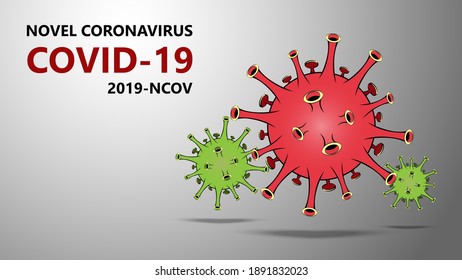 2019 novel coronavirus (2019-nCoV) Virus cell icon red linear wireframe style with text and vector illustration.