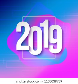 2019 numbers papers on colorful background. Vector Illustration EPS 10