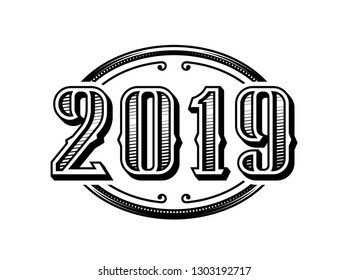 2019 numbers retro design.