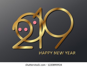 2019 numbers in the shape of a pig. New Year template for calendar page or greeting card, flyers, invitation, banners or typography poster. Vector illustration
