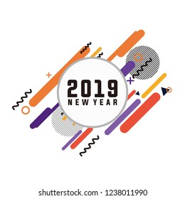 2019  on a black background. Happy New Year 2019 card design. Vector illustration EPS 10 file.