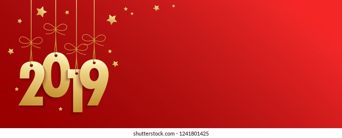 2019 on red background with stars
