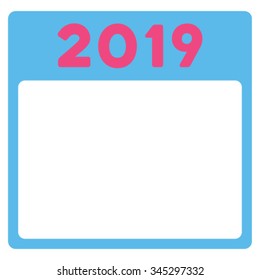 2019 Organizer vector icon. Style is bicolor flat symbol, pink and blue colors, rounded angles, white background.