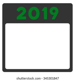 2019 Organizer vector icon. Style is bicolor flat symbol, green and gray colors, rounded angles, white background.