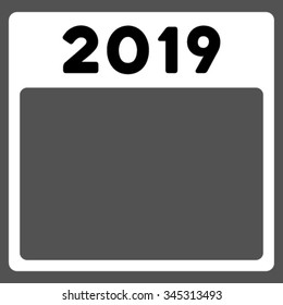 2019 Organizer vector icon. Style is bicolor flat symbol, black and white colors, rounded angles, gray background.