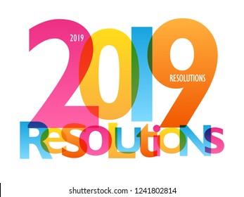 2019 RESOLUTIONS colorful typography banner