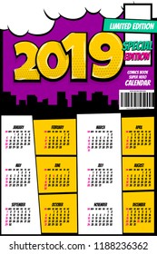2019 Retro Comics Book Calendar Template Stock Vector (Royalty Free 2019 Retro Comics Book Calendar Template Stock Vector (Royalty Free