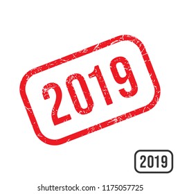 2019 rubber stamp with grunge texture design. Vector illustration.